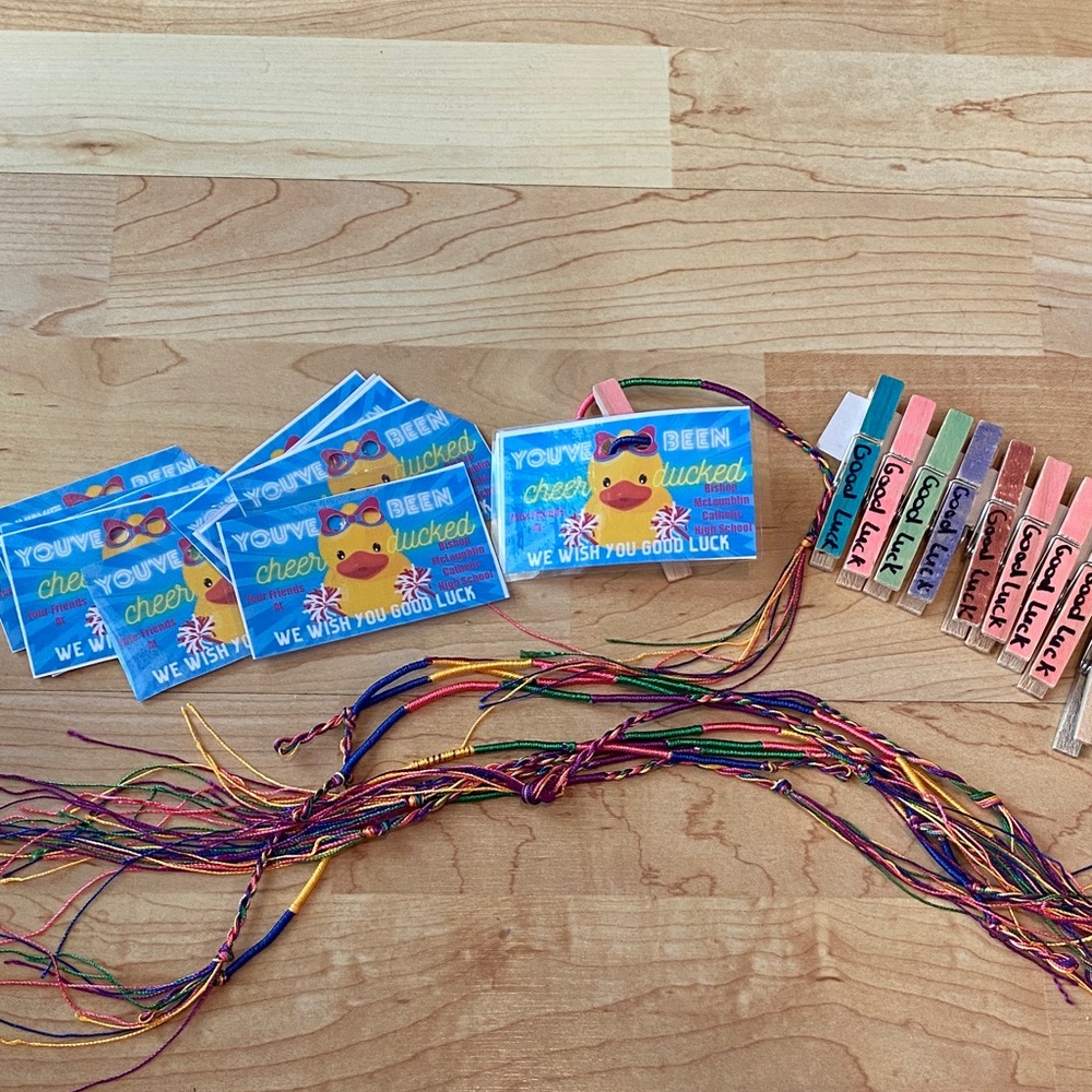 Bundle of 10 Colorful Friendship Bracelets with Cheer Cards